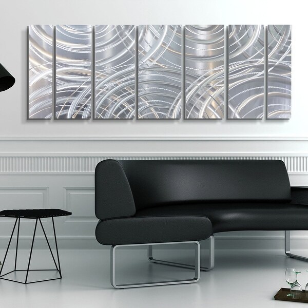 Statements2000 Abstract Large Etched 3D Metal Wall Hanging Panels Indoor/Ou Statements2000 Large Metal Wall Art Modern Abstract Silver Decor