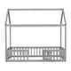 preview thumbnail 7 of 7, Twin Size Wooden Bed with Safety Fence, House-shaped Bed with Door, Platform Bed with Frame For Kids, Grey Wash