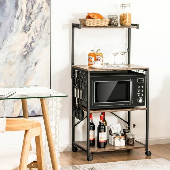 4-Tier Kitchen Baker's Rack on Wheels - 24" x 16.5" x 48" (L x W x H)
