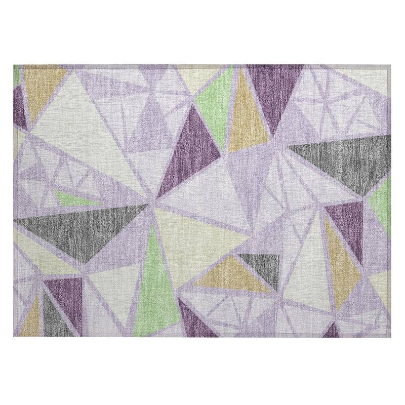 Machine Washable Indoor/ Outdoor Abstract Mosaic Chantille Rug