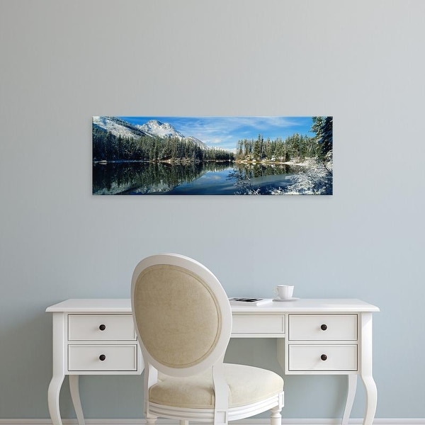 Easy Art Prints Panoramic Images's 'Reflection of trees in a lake, Yellowstone National Park, Wyoming, USA' Canvas Art