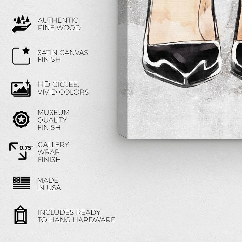 Wynwood Studio Canvas Fashion and Glam Heels to Impress Tall Black and Glam Wall Art Canvas Print
