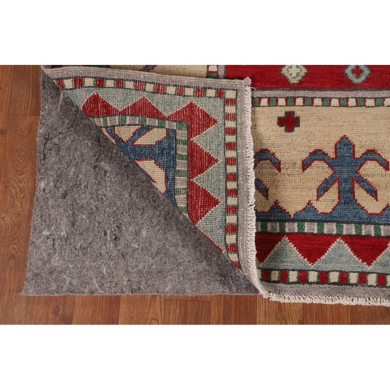 Gray Kazak Oriental Area Rug Dining Room Hand-Knotted Wool Carpet - 6'11" x 9'3"