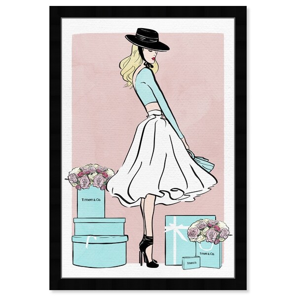 Oliver Gal 'Floral Shopper Blush' Fashion and Glam Framed Wall Art