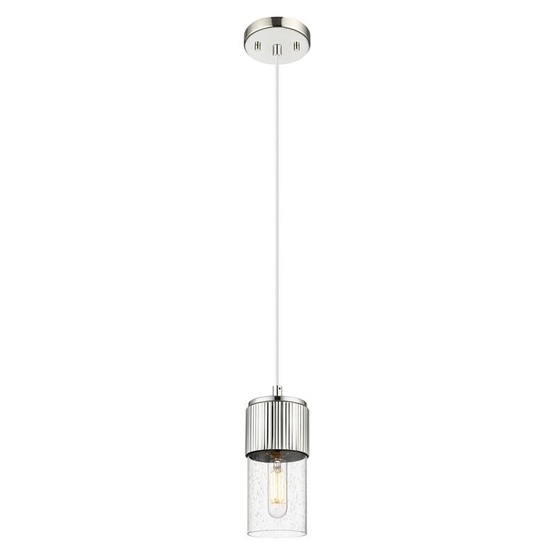 Innovations Lighting Downtown Urban - Bolivar - 1 Light 5 inch" Cord Hung Pendant with 7" Shade - Polished Nickel/Seedy Shade