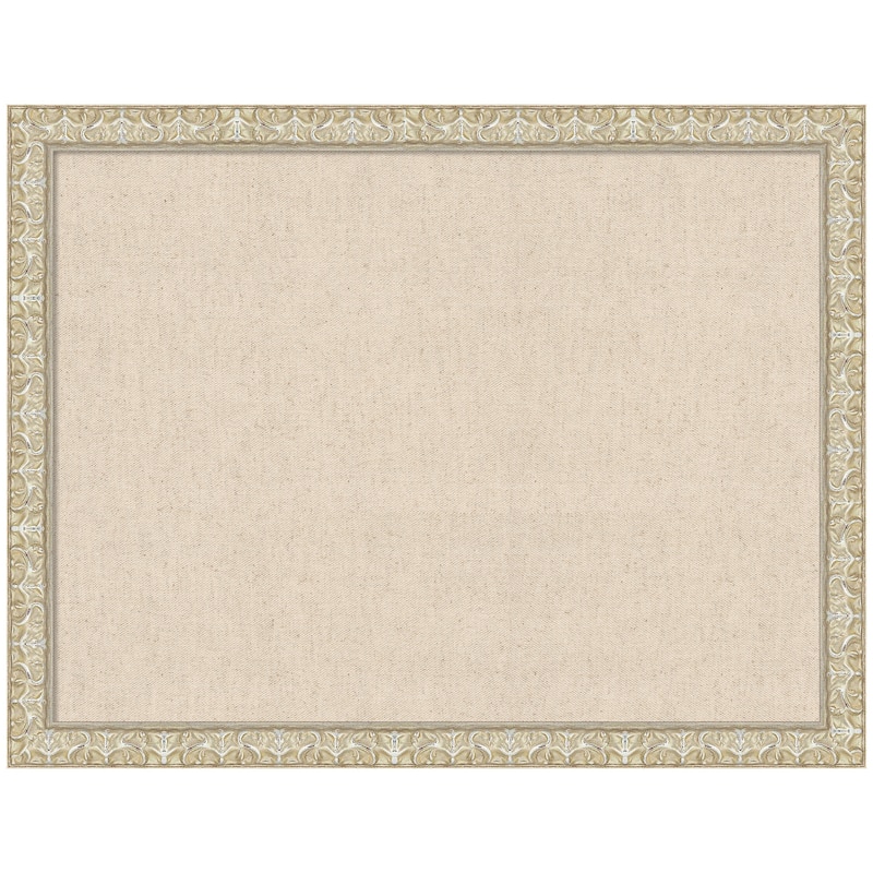 Kate and Laurel Pinboard Neutral Linen - 26x20 - Lila Silver