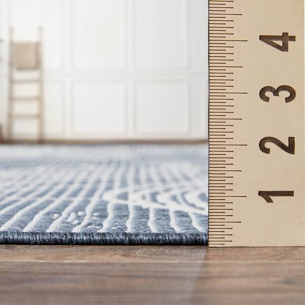Loomaknoti Breyleigh Cerimia Blue Polypropylene Area Rug - 7'10" x 9'10"