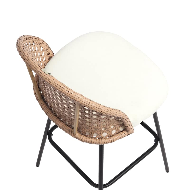 29" Upholstered Swivel Bar Stools with Rattan Back