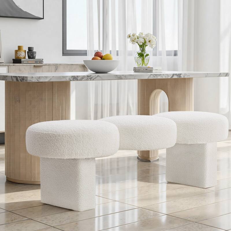 56.3"W Boucle Upholstered Bedroom Bench for Entryway End of Bed - 56.3"W x 19.7"D x 17.7"H