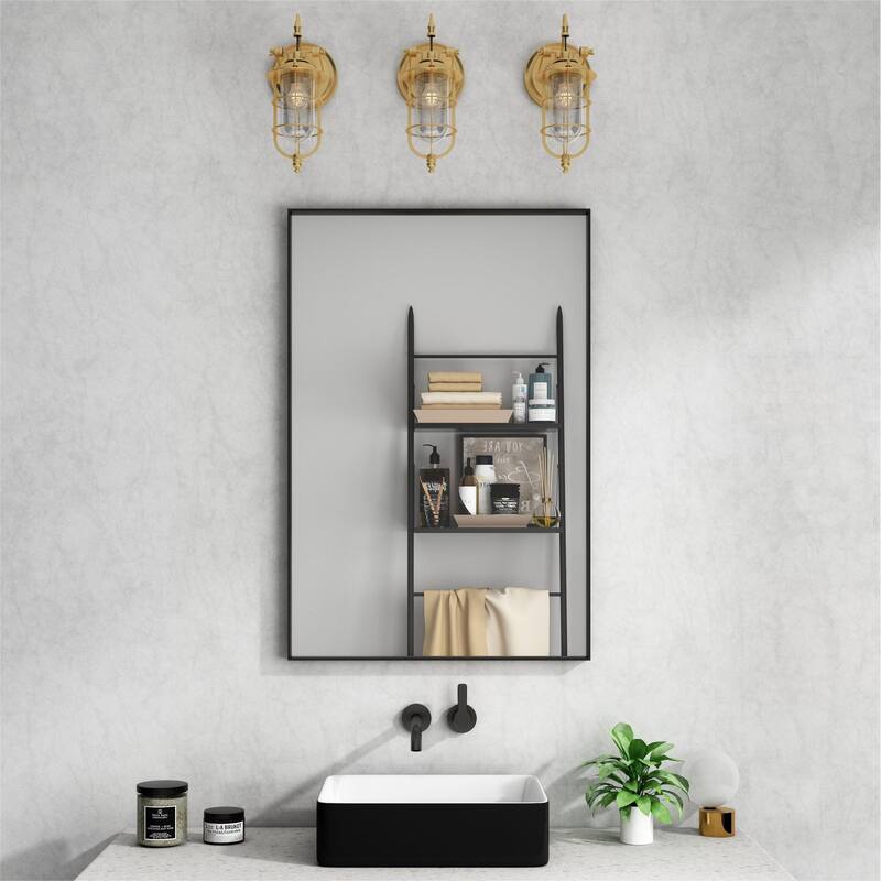 TOOLKISS Right Angle Aluminum Frame Bathroom Vanity Mirror with Clear Glass