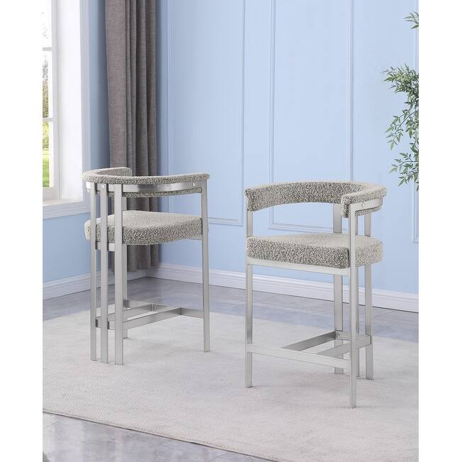 Best Quality Furniture Matte Brushed Chrome Counter Height Chairs (Set of 2) - N/A - Rich Gray-Chairs