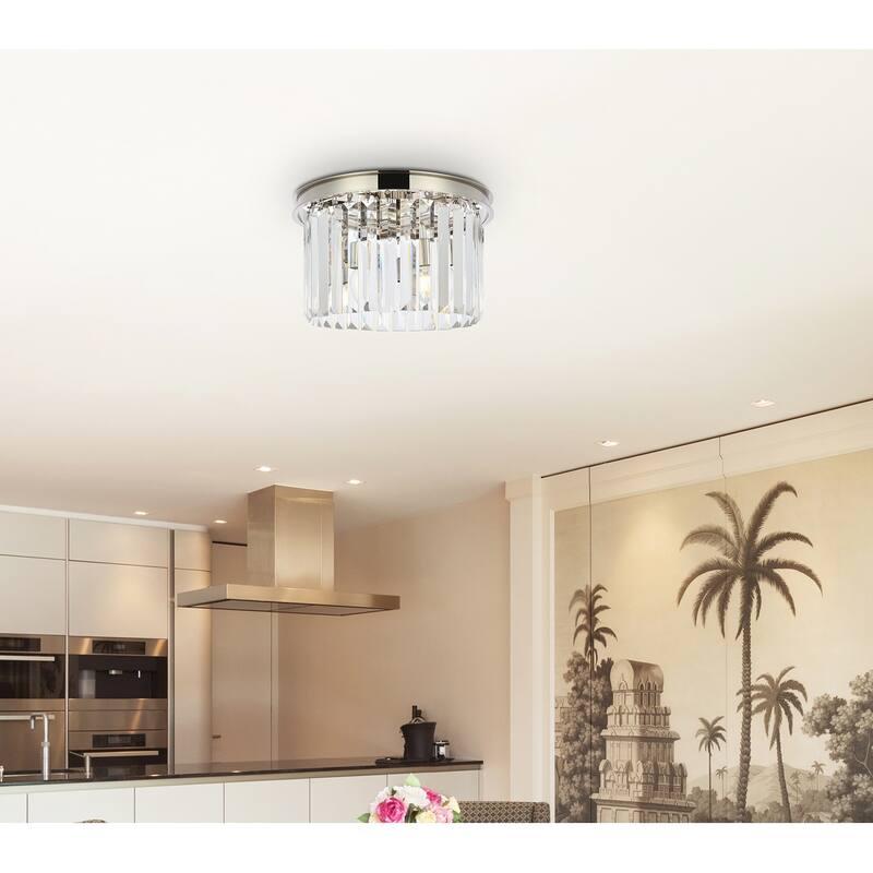 Royce Edge 3-Light Polished Nickel Flush Mount