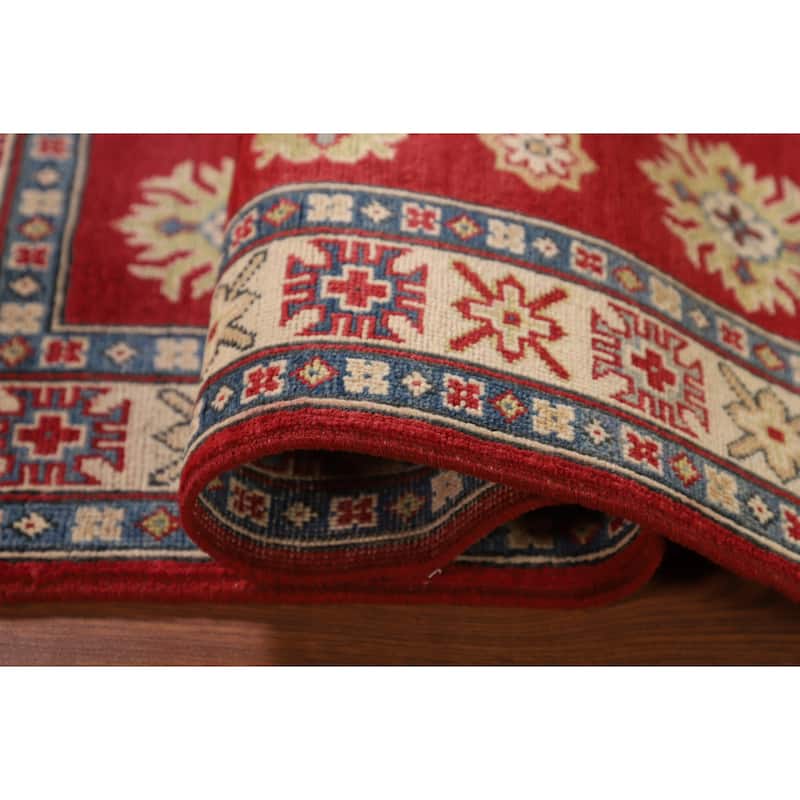 Kazak Oriental Accent Rug Handmade Geometric Wool Carpet - 3'6"x 4'11"