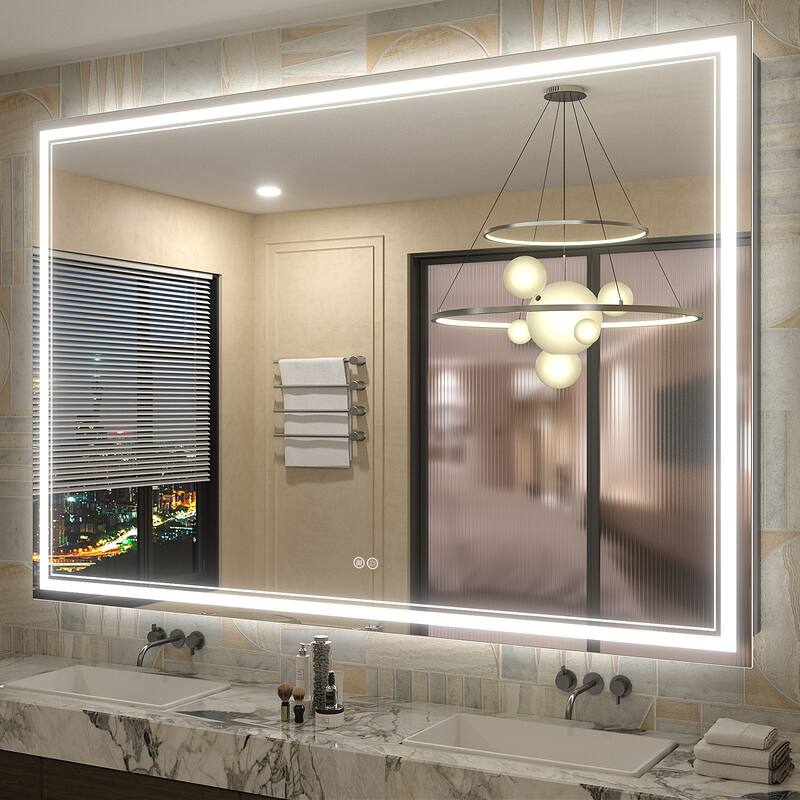 KIOTEE Frameless Front lit LED Lighted Anti-Fog Tempered Glass Bathroom Vanity Mirror with ETL and 3-Year Warranty - 60x40