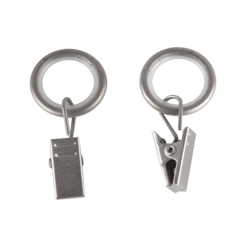 InStyleDesign 5/8 inch Noise-Canceling Curtain Rings w/Clip (Set of 10) - Satin Nickel