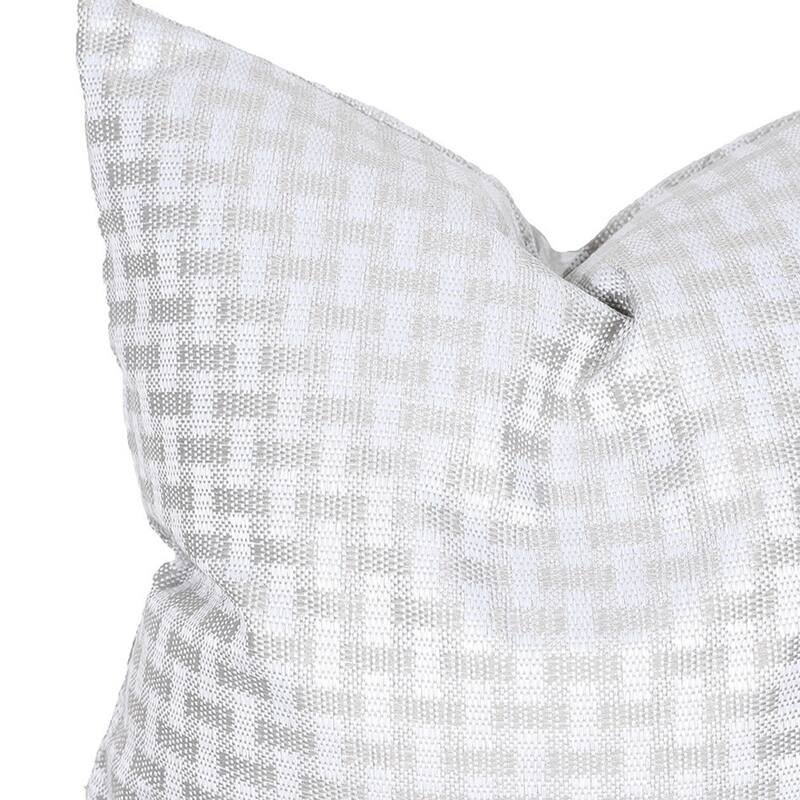 HomeRoots 22" X 22" Gray and White Checkered Polyester Zippered Pillow