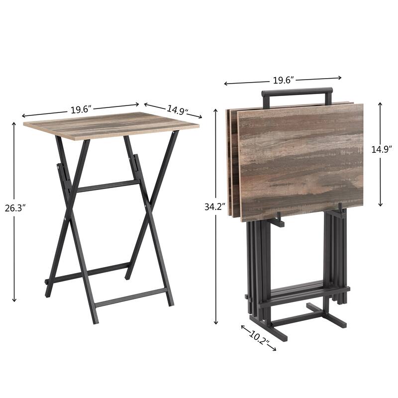 TV Trays for Eating Set of 4 with Stand,Folding Snack Tray Table Set,Folding TV Dining Tables for Small Space