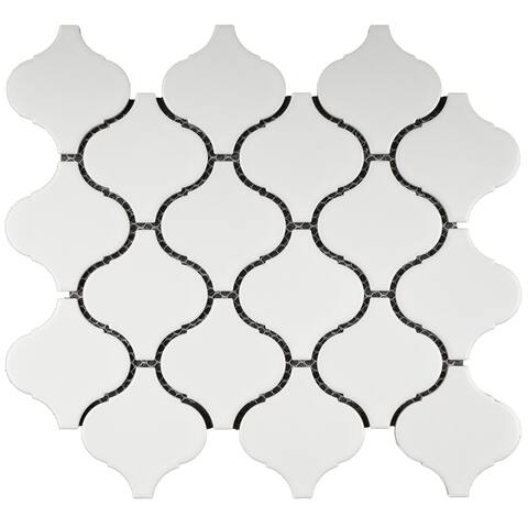 TileGen. Lantern 3" x 3" Porcelain Mosaic Tile in White Floor and Wall Tile (11 sheets/8.03sqft.)