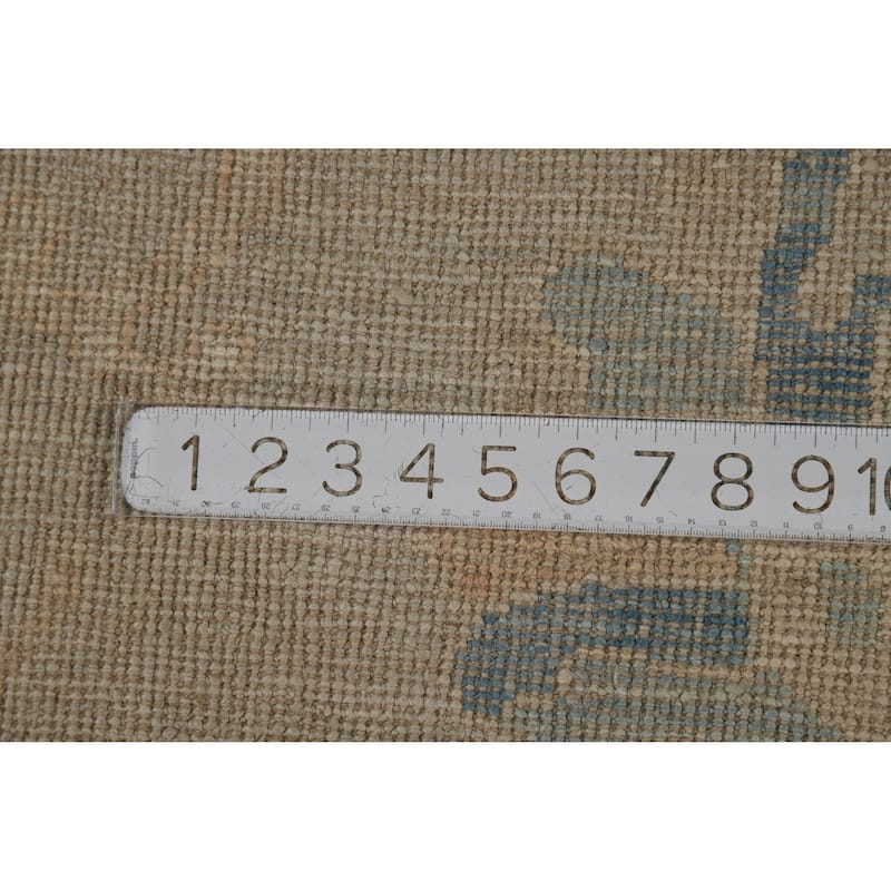 Beige Oushak Turkish Rug Hand-Knotted Transitional Wool Carpet - 9'2"x 11'3"