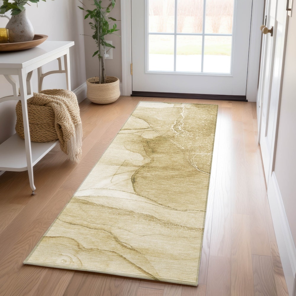 Machine Washable Indoor/ Outdoor Abstract Chantille Rug
