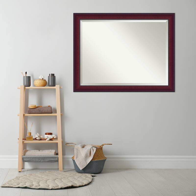 Canterbury Cherry Beveled Wood Framed Bathroom Vanity Wall Mirror - Canterbury Cherry