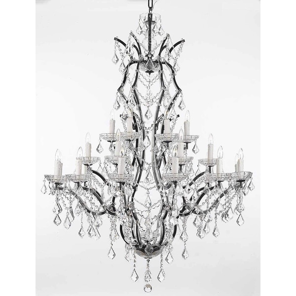 19th Baroque Iron & Crystal Chandelier Lighting H52 x W41