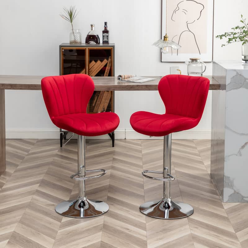 Roundhill Furniture Ellston Upholstered Adjustable Swivel Barstools, Set of 2
