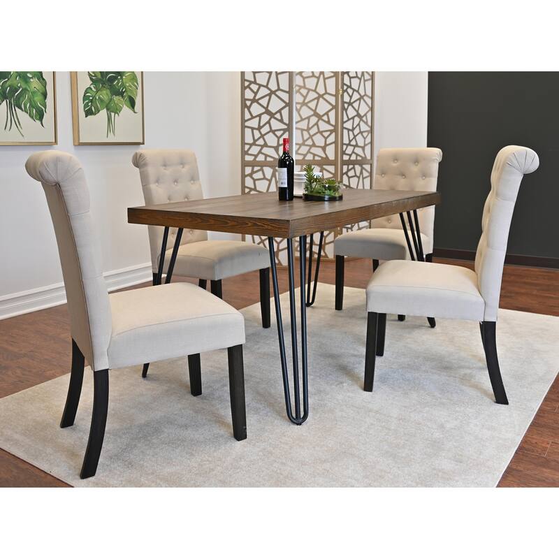 Roundhill Furniture Ashford 5-Piece Dining Set, Hairpin Dining Table with 4 Chairs