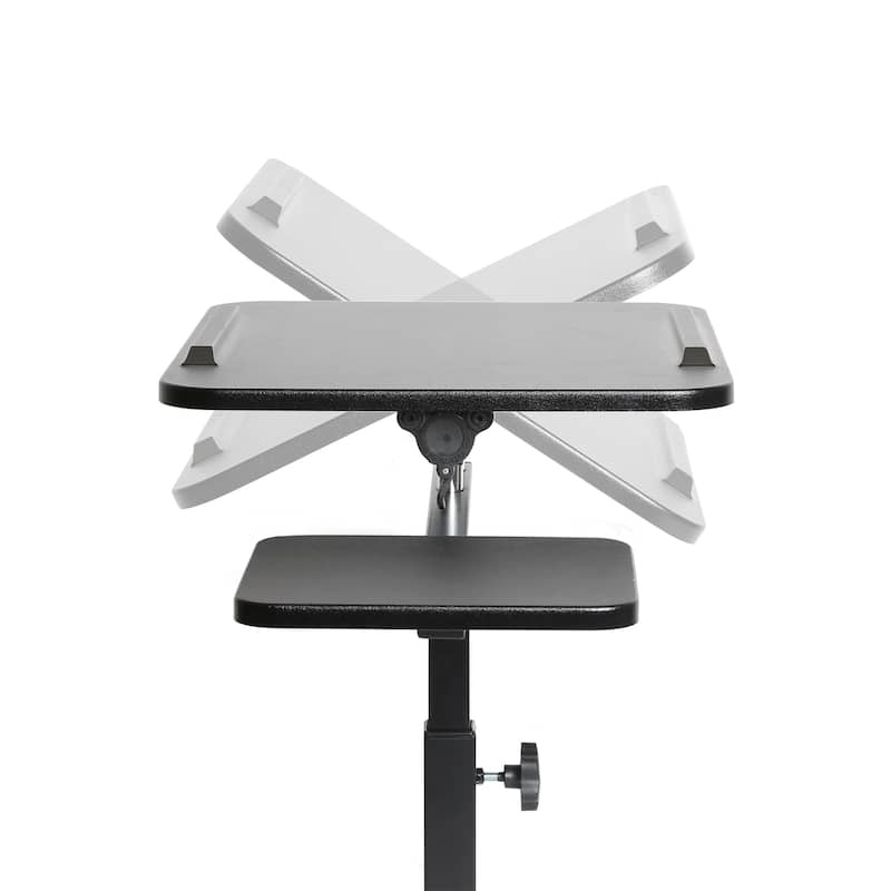 Seville Classics Height Adjustable Tilting Mobile Laptop Desk Cart with Mouse Pad Table, Black