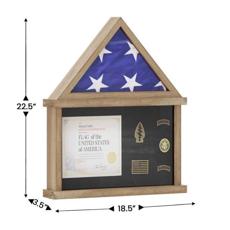 Glass Front Flag Display Case with Certificate Holder