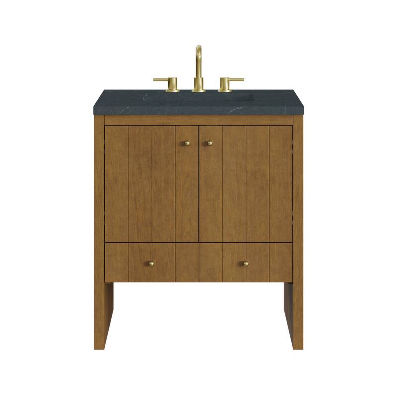 Hudson 30" Single Vanity - Honey Oak/Charcoal Soapstone