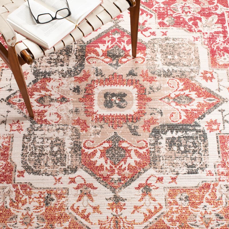 SAFAVIEH Handmade Saffron Ivonne Traditional Tribal Beige/Red Cotton Rug