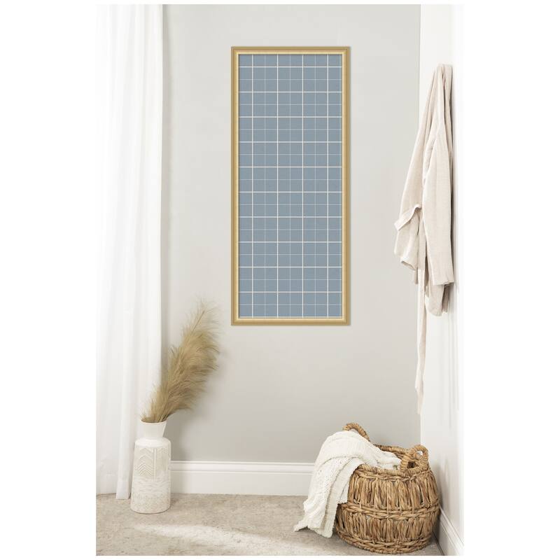 Kate and Laurel Framed Fabric Pinboard Light Blue Plaid Wall Organization