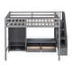 preview thumbnail 7 of 18, Multi-Functional Full Size Loft Bed Frame with Wardrobe, Low Storage Table and Storage Staircase, Health & Safe