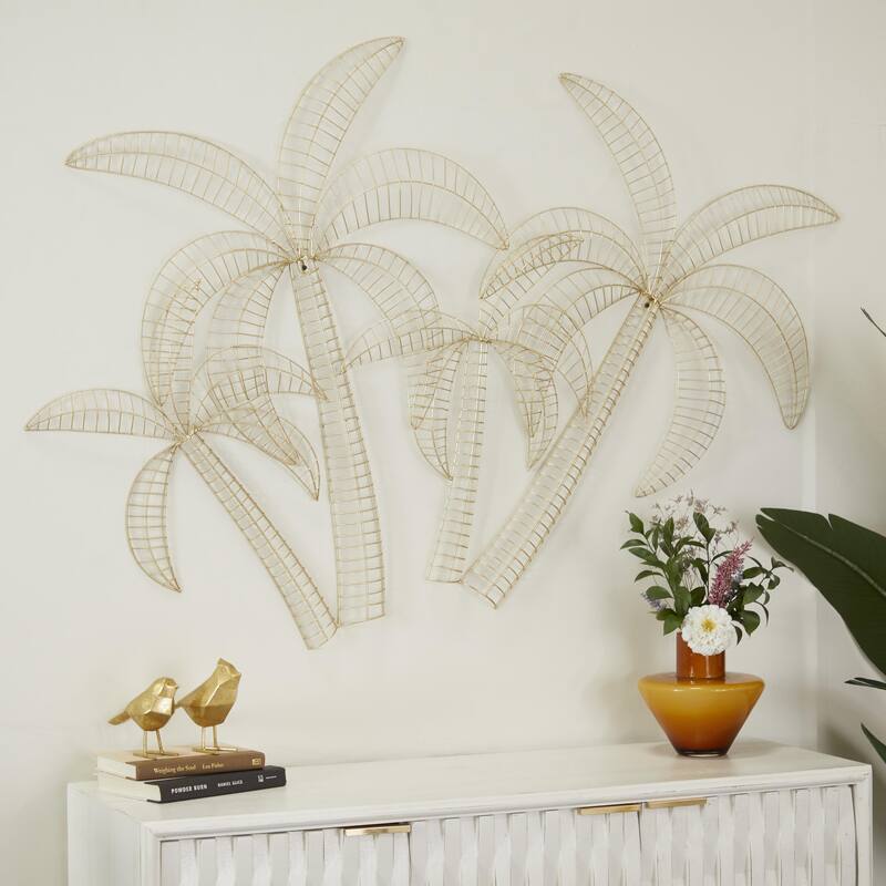 Metal Palm Tree Wire Wall Decor - Gold - Roche River Decor