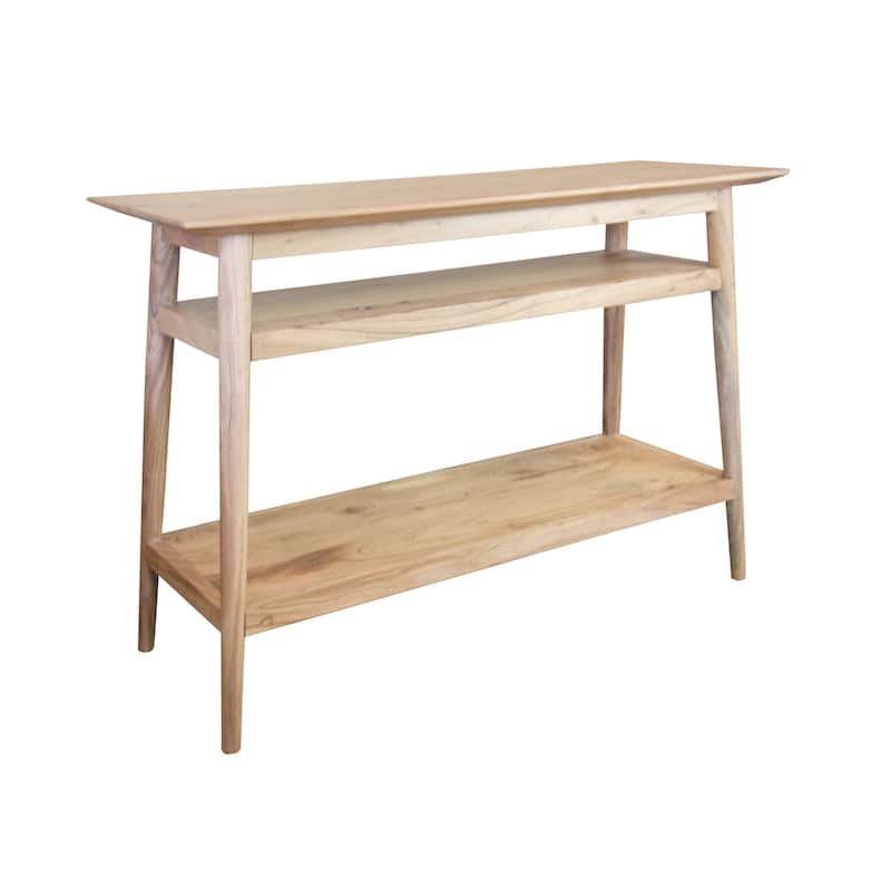 Solid Acacia Console Table with 2 Shelves - Natural