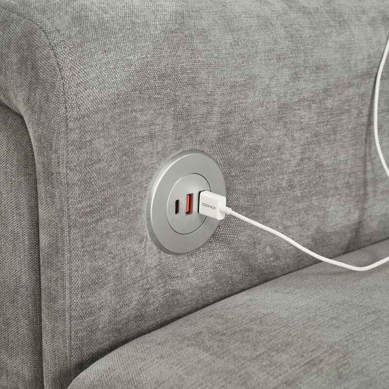 Modern 115" U-Shaped Modular Sectional Sofa with 2 Ottomans, USB Charging Ports, Foldable Side Tables, Chenille Upholstery