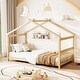 preview thumbnail 10 of 17, Twin House Bed Frame for Kids with Roof Design and Wood Slat Support