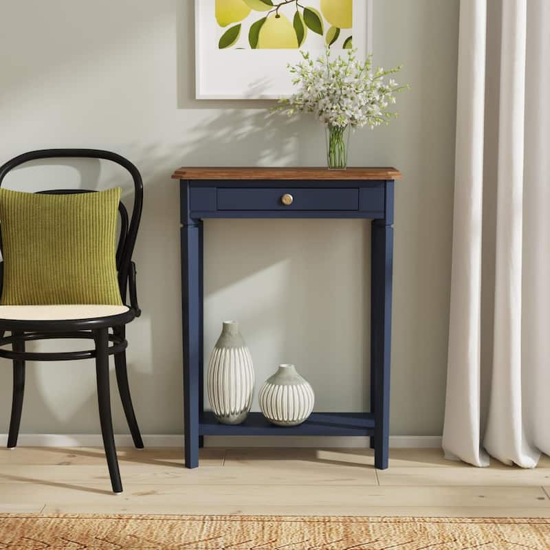 Marnie Two-tone 1-drawer Solid Wood Console Accent Table with Shelf by East at Main