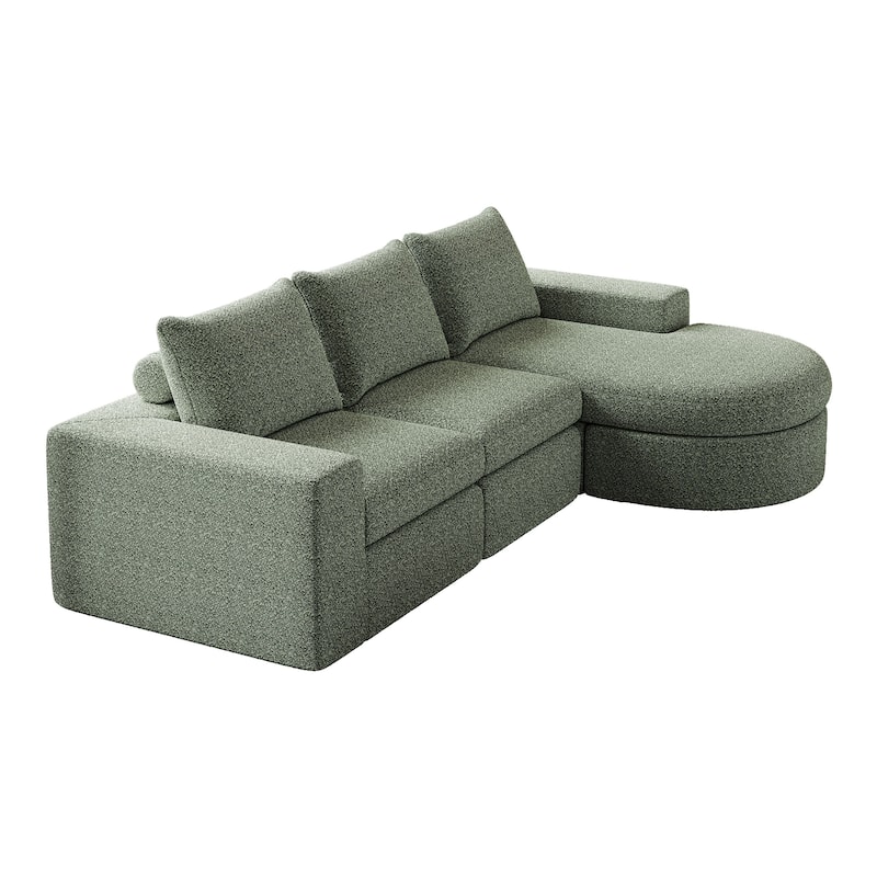 99" Chenille L-Shaped Sectional Sofa with Chaise Lounge and Deep Seats, No Assembly Required