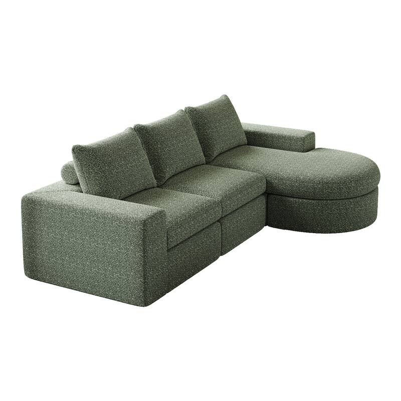 99-Inch Chenille Cloud Curved Sectional Sofa with Chaise, L-Shaped Modern Boneless Couch with Deep Seats,Sectional Sofa