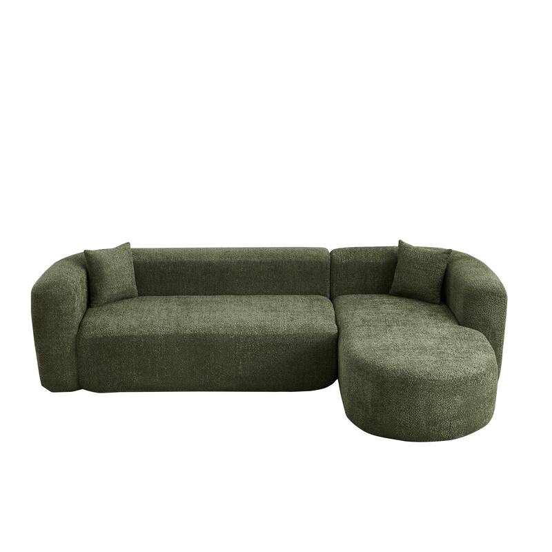L-Shaped Modular Sectional Sofa, Comfy Chenille Boneless Cloud Couch, Corner Deep Seat Sofa with 2 Throw Pillows