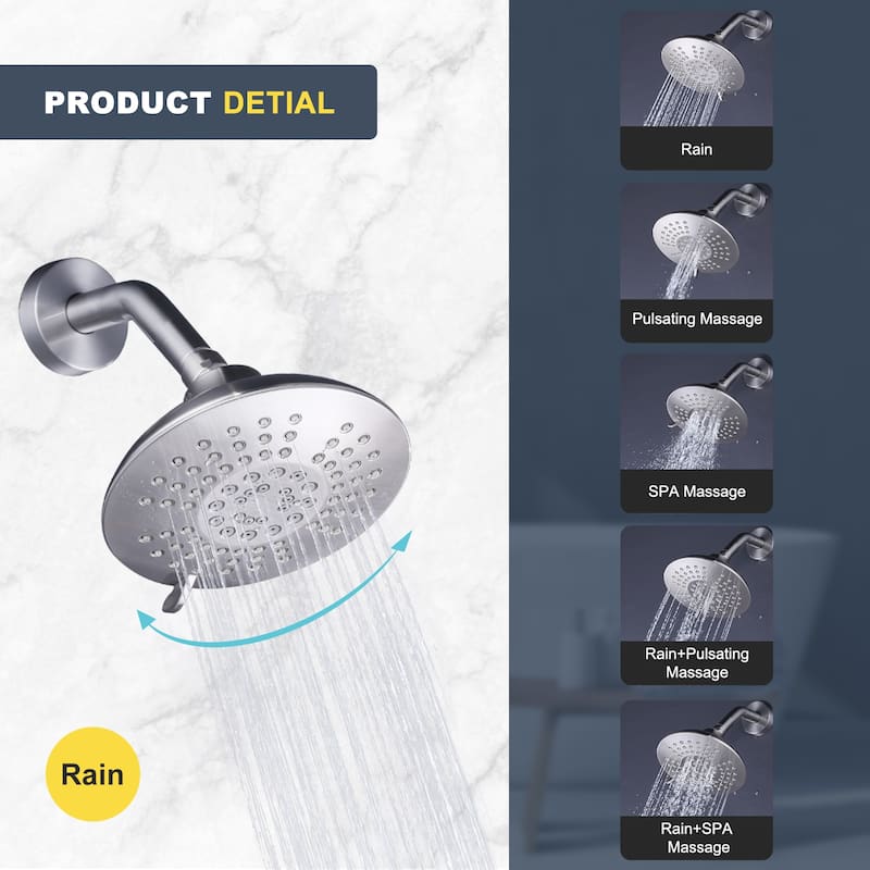 WOWOW Single Handle 5-Spray Shower Faucet with Valve