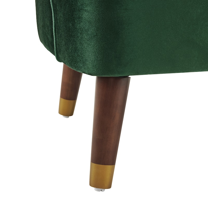 Velvet Barrel Accent Chair with Rubberwood Legs