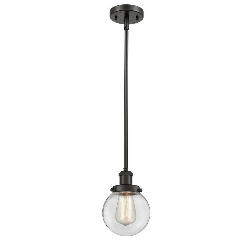 Innovations Lighting Beacon 6" Wide Mini Pendant - Rod Hung - Oil Rubbed Bronze / Clear