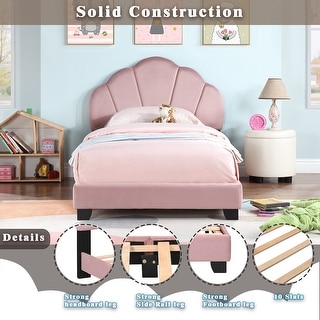 Pink Shell Headboard Twin Size Frame Bed Grounded Bed - Bed Bath ...