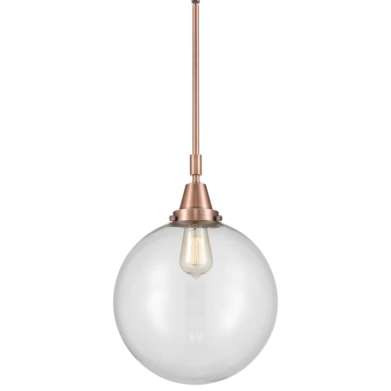Innovations Lighting 447-1S-16-12 Beacon Pendant Beacon 12" Wide - Antique Copper / Clear