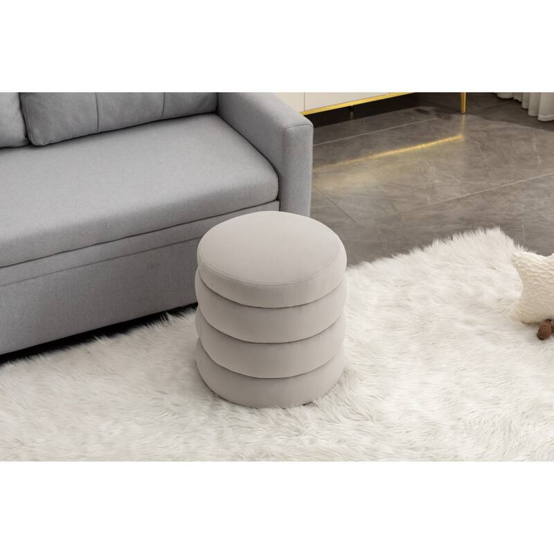 Velvet Round Ottoman Footrest Stool