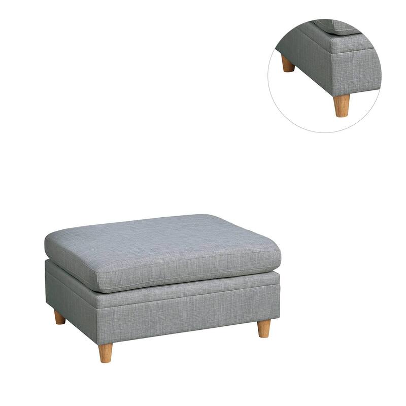 Dorris Fabric Upholstered Modular Ottoman with Wooden Tapered Legs
