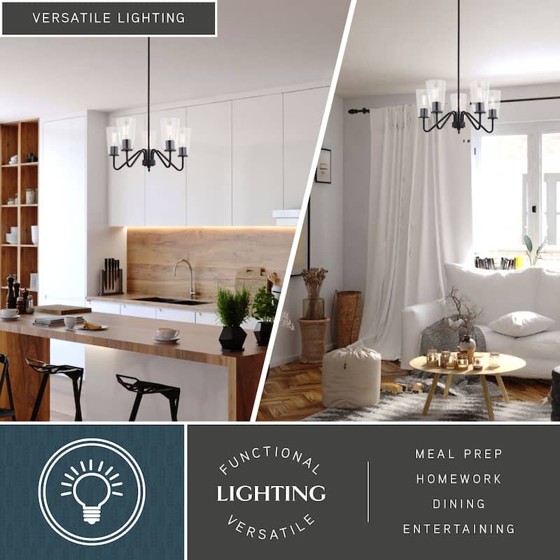Beverly Chandelier Light Fixture Clear Glass Shade, LED Compatible